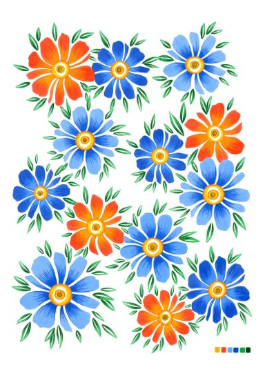 Colourful floral illustration in digital marker and coloured pencil